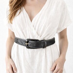 Liz Claiborne Black Leather Cowhide Textured Belt